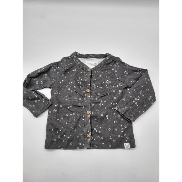 LITTLE PLANET BY CARTER'S Organic 2 PC Set Gray Stars Pants Button Up Top 9M - Picture 2 of 5